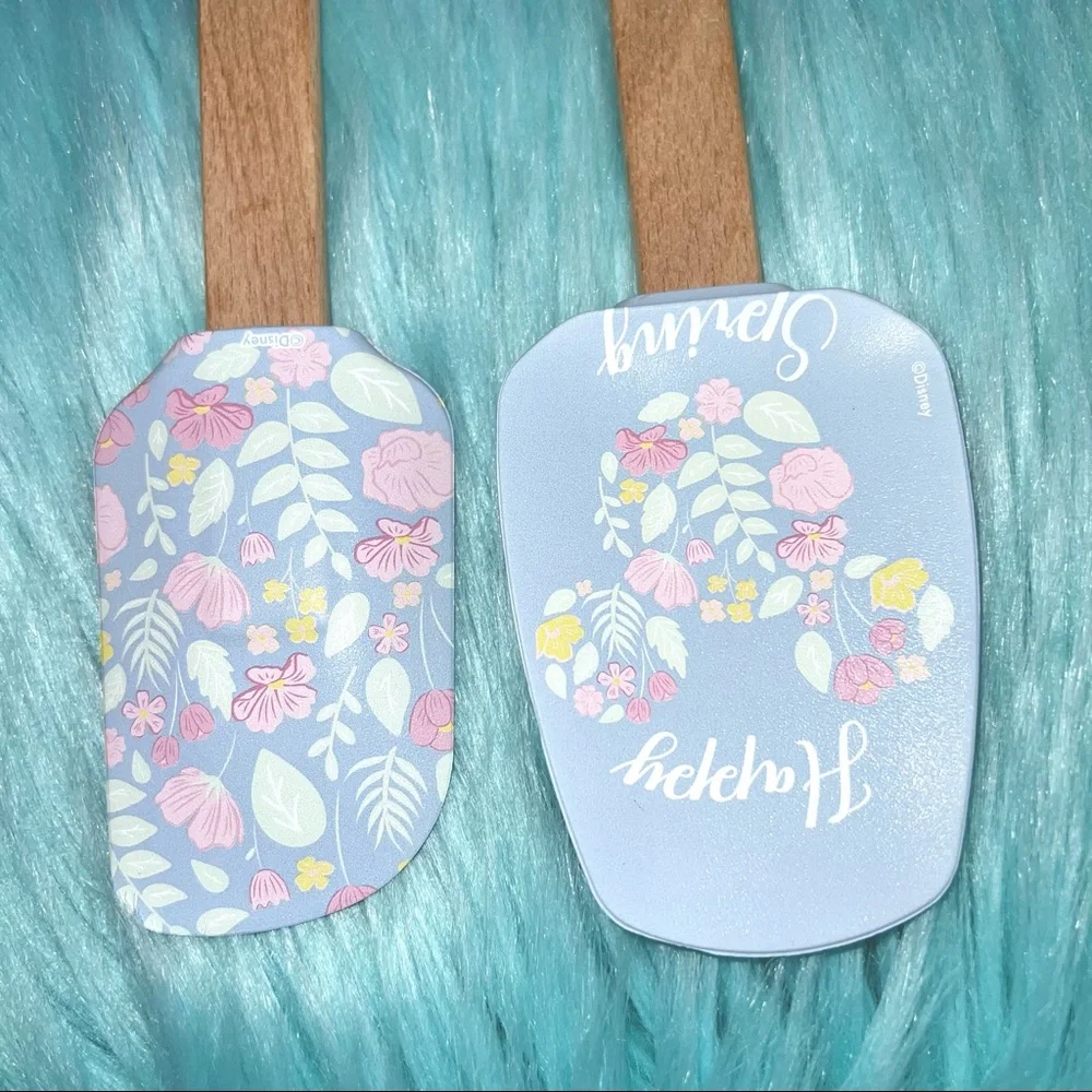 Disney Mickey Floral Silicone Spatula & Spoon Set Wooden Handles